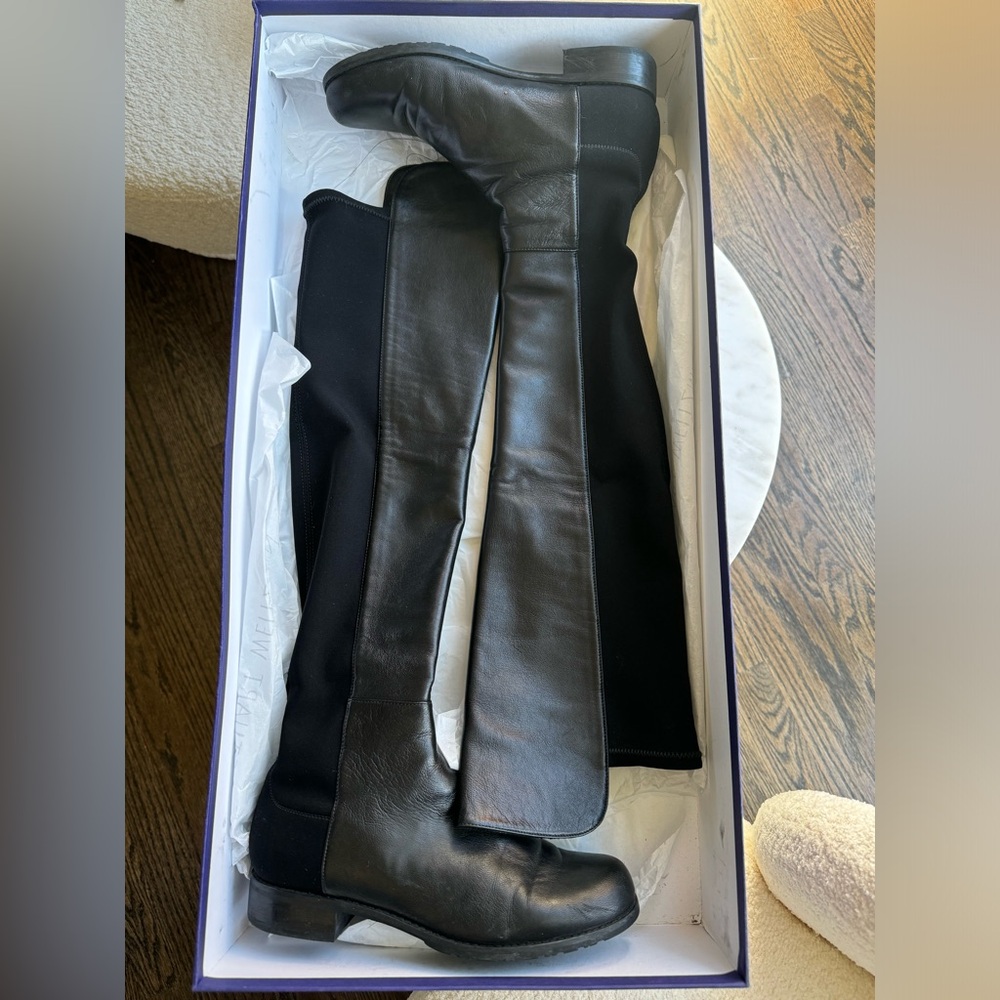 Stuart Weitzman Napa black leather boot size 38